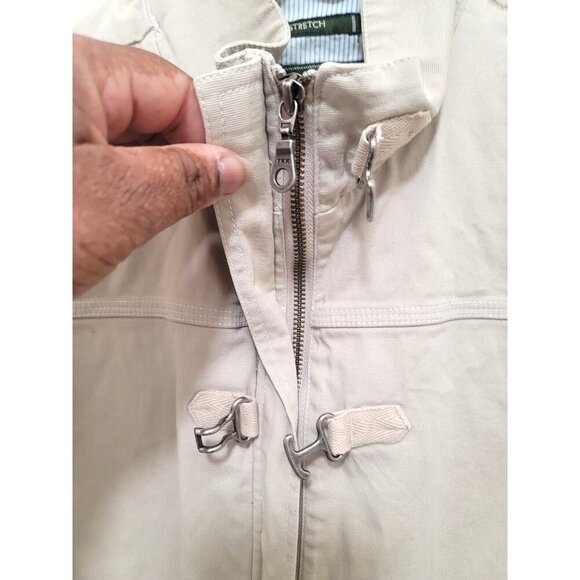 Eddie Bauer Beige Cotton Jacket With Metal Toggle Closures Multiple Pockets Size - Picture 9 of 15